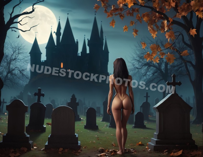 Halloween Graveyard at Night