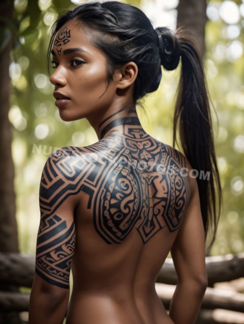 Tattoo Girl with Ponytail hair