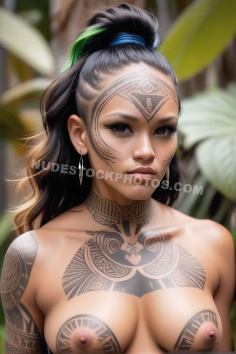 Nude Woman with Tribal Tattoos