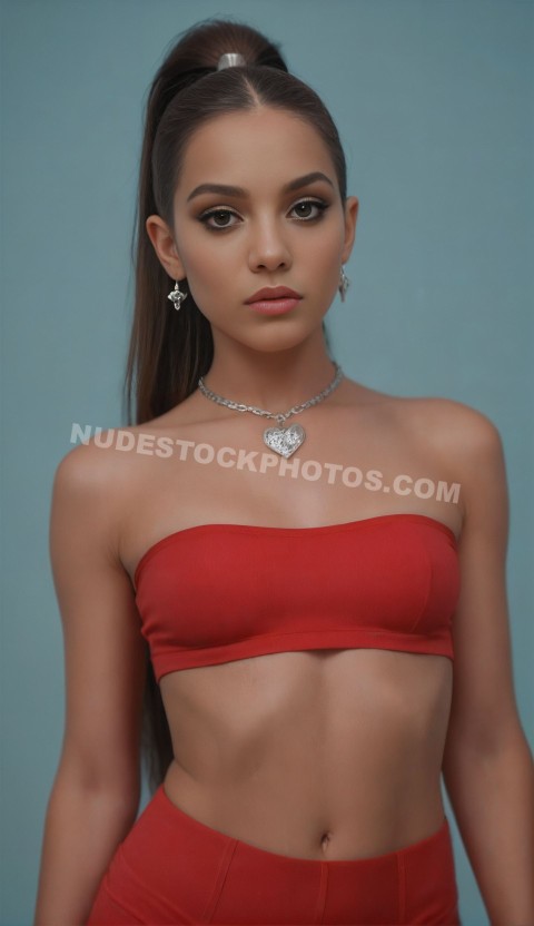 Woman in Red Top with Silver Jewelry