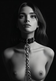 Naked woman with a chain around her neck